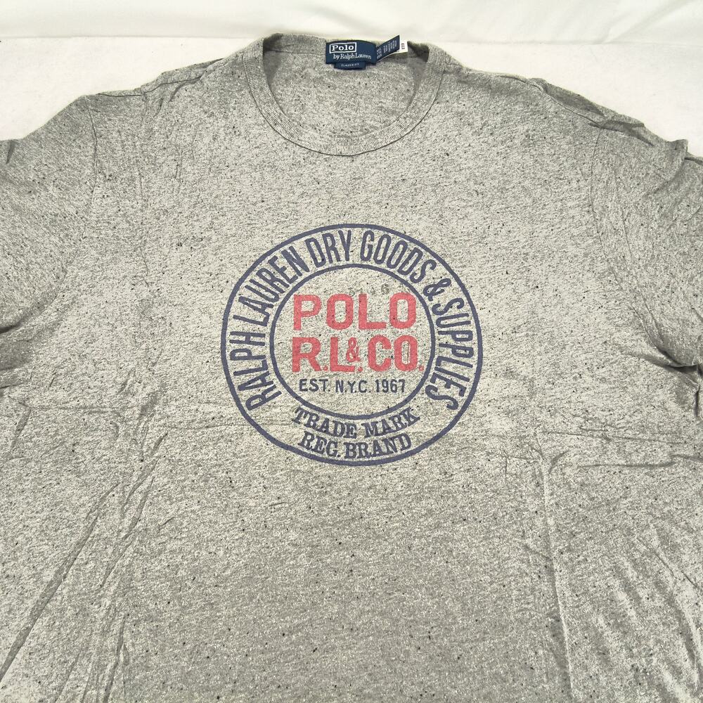 Polo By Ralph Lauren Casual Crew Neck Short Sleeve Shirt Mens Size 2XL Gray